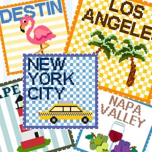 Amerikaanse reisstempel borduurcanvas, 18 mesh bedrukt