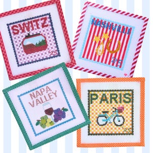 Sellos de viaje Lienzo bordado pintado a mano o impreso Malla 18