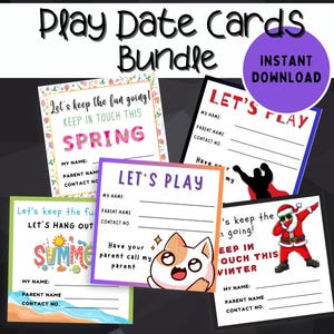 Kinder Playdate Karten Bundle, Keep In Touch Karten, Schulpause, Kinder Visitenkarten, Playdate Einladung, Spieldatumskarten, Schulkarten