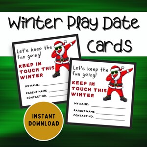 Winterpause Playdate-Karten, Keep In Touch-Karten, Winterpause, Kinder-Telefonkarten, Einladung zum Spieldatum, Spieldatumskarten, Weihnachtspause
