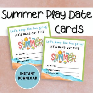 Sommerpause Playdate-Karten, Keep In Touch-Karten, Sommerpause, Kinder-Telefonkarten, Playdate-Einladung, Spieldatumskarten