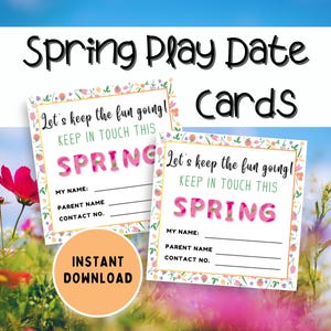 Spring Break Playdate Karten, Keep In Touch Karten, Frühlingsferien, Kinder Visitenkarten, Playdate Einladung, Spieldatumskarten, Frühlingskarten