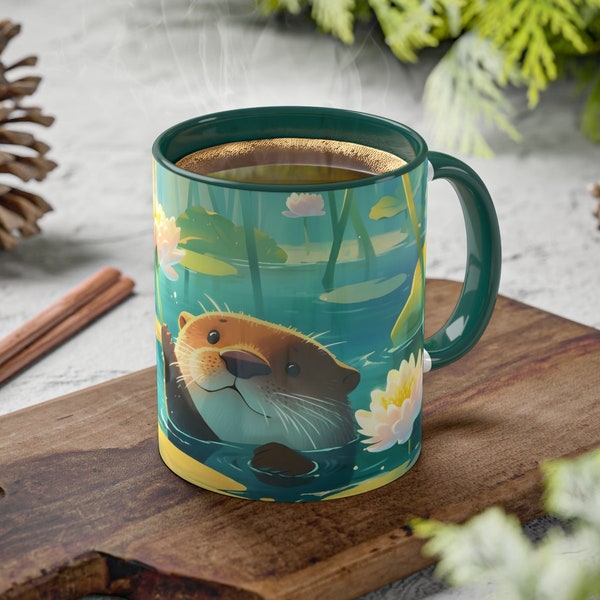 Cute Otter Coffee Mug, Kawaii Ceramic Cup for Hot Beverages, Unique Gift for Otter Enthusiasts, Perfect Animal Lover Present, Otter Tea Mug