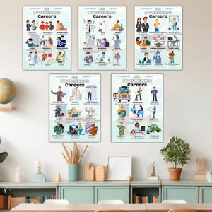 Bilingual Careers Spanish educational posters, English, Spanish educative posters, classroom, kids, learning Spanish, homeschool, digital