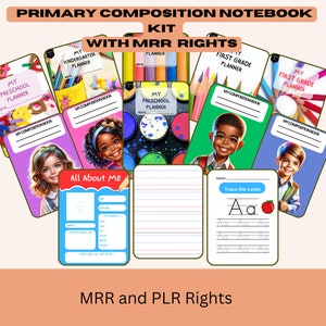 Fundas para Cuadernos de Composición / Infantil Primaria / Imprimibles / Uso Digital / Escolar / PLR l MRR / Canva Link l Revender