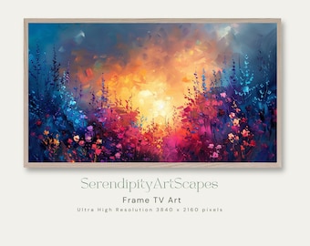 Colorful Abstract Landscape Digital Art, Vibrant Frame TV Art, Nature Inspired Digital Painting, Home Decor, Large Format Wall Art