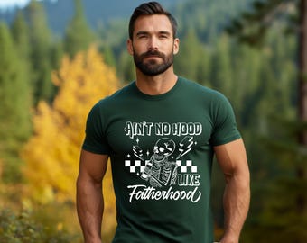 Aint 'keine Hood wie Vaterschaft T-Shirt, lustiges Skelett-Shirt, Skelett-Vaterschaft-Shirt, Rocker Dad Shirt, Herren-Shirt