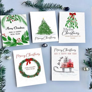 Juego de tarjetas navideñas modernas, paquete de notas navideñas digitales, tarjeta navideña de invierno para la familia, alegre postal navideña imprimible para un amigo.
