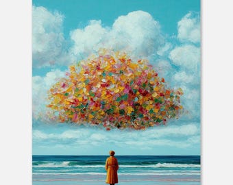 Sea Whispers Series Print, Colorful Naive Coastal Art Poster