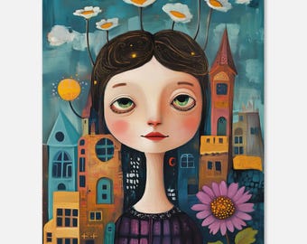 Wall Art Poster - Whimsical Naive Series #23 - Colorful Living Room Decor - Museum Quality Print