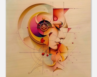 Geometric Woman Wood Print: Modern Wall Art Decor