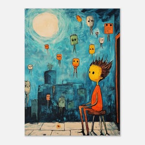 Wall art poster -Naive Art Series#14 | wall art prints for living room - whimsical naive art style | Etopikk.