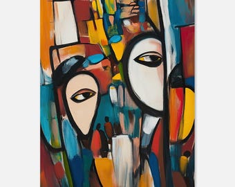 Abstract Faces Art Print: Modern Reflection Display