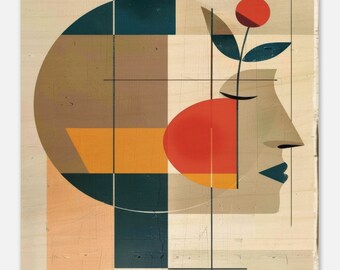 Geometric Woman Wood Print: Modern Wall Art Decor