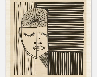 Geometric Woman Wood Print: Modern Wall Art Decor