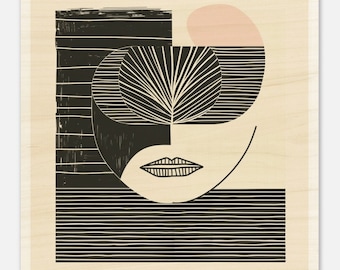 Geometric Woman Wood Print: Modern Wall Art Decor