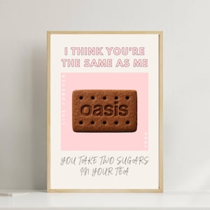 Arte inspirado en las letras de Oasis, póster de galletas, vivir para siempre, arte de pared, regalo de cocina, decoración moderna del hogar,