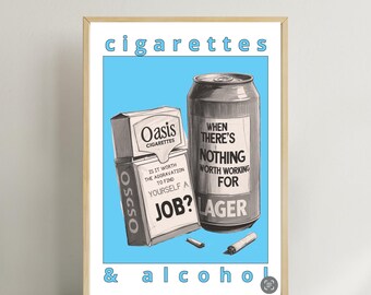 cigarettes and alcohol oasis lyrics  & Song Lyric Print | Britpop Wall Art UK Oasis Cigarettes & Alcohol Lyrics