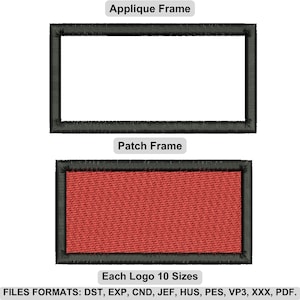 Lege patch frame borduurontwerp, rechthoek stoffen rand borduurpatroon, vorm logo borduurbestand, 10 maten, direct downloaden