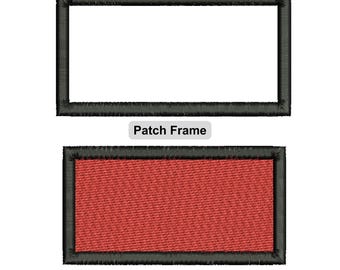 Lege patch frame borduurontwerp, rechthoek stoffen rand borduurpatroon, vorm logo borduurbestand, 10 maten, direct downloaden