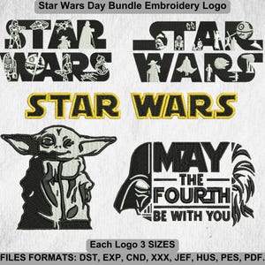 Star Wars Day Bundle Broderilogotyp - Star Wars Yoda Broderifiler - Star Wars May The 4th Be With You - 3 storlekar - Direktnedladdning