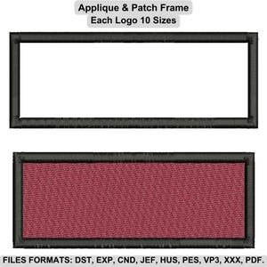 Rechthoekig borduurontwerp stoffen, gebogen bovenrand omtrek borduurpatroon, rechthoekig borduurbestand, 10 maten, direct downloaden