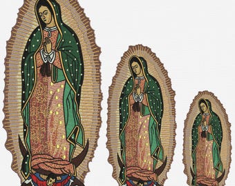 Diseño de bordado de la Virgen de Guadalupe - Virgen María - Virgen de Guadalupe - Logotipo de bordado religioso - 3 tamaños de bastidor - Descarga instantánea