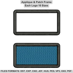 Rechthoekige stoffen patch frame borduurontwerp, patch frame borduurpatroon, miniframe borduurbestand, 10 maten, direct downloaden