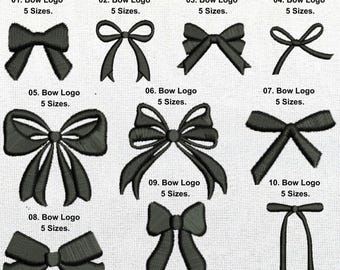 10 Bow Embroidery Design, Mini Bow Machine Embroidery design, Satin Stitch Bow Logo, Each Logo 5 Different Sizes - Instant download