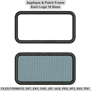 Rechthoekige patch frame borduurontwerp, stoffen rand omtrek borduurpatroon, patch frame borduurbestand, 10 maten, direct downloaden