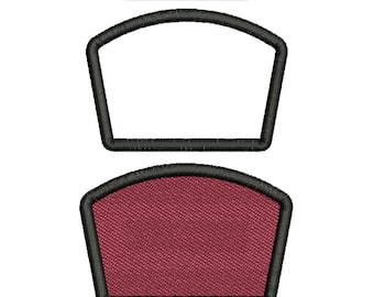丸みのあるアップリケフレームの刺繍デザイン、曲線のトップボーダーのアウトライン刺繍パターン、パッチフレームの刺繍、10サイズ、すぐにダウンロードできます