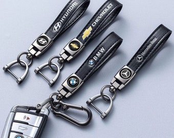 Genuine Leather Keychain Car Logo Key Chain Metal Key Ring Accessories