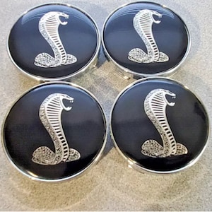 4PCs For Ford Mustang Cobra Snake Wheel Rim Rims Center Hub Cap Caps 3D Logo 60mm