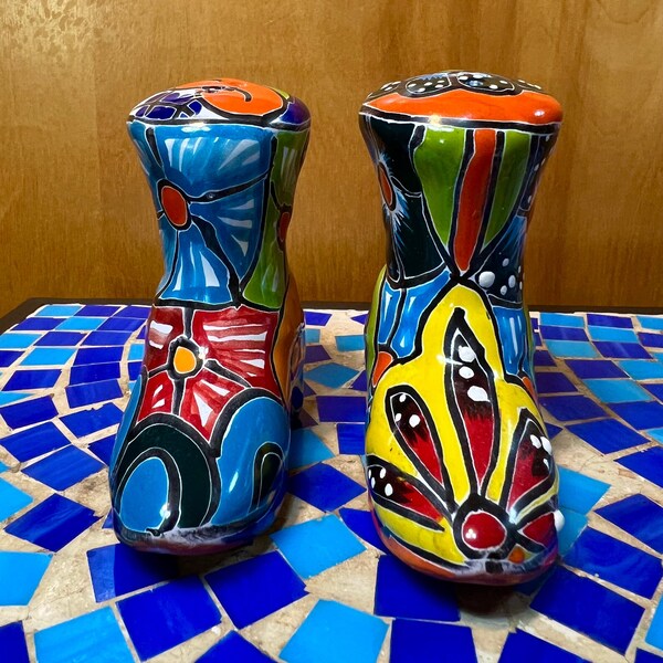 Mexican Talavera Cowboy Boots Salt and Pepper Shaker