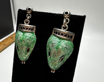 Rare Melesio Villarreal 980 silver taxco mexico enamel snake earrings