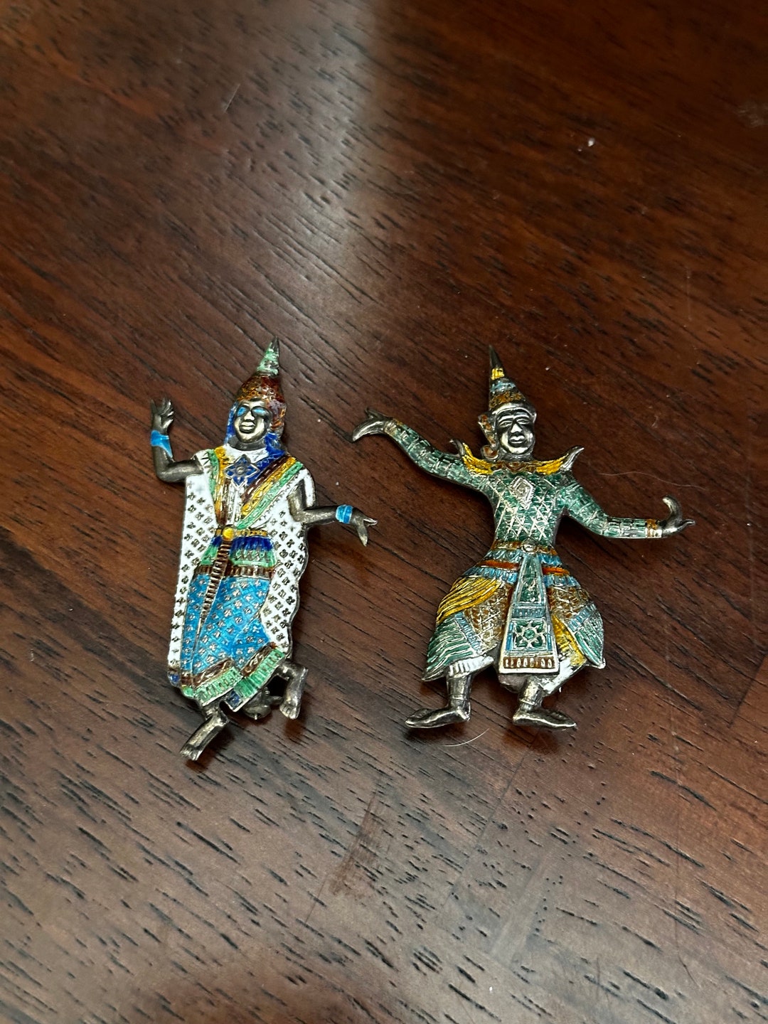 Sterling Silver Enamel Siam Pin Set - Etsy