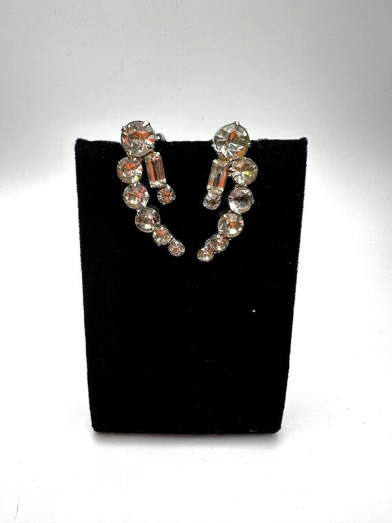 Bracelet Vintage Pendeloques Années 50 - Métal Argenté Et Verre, Occasion, Pièce De Collection