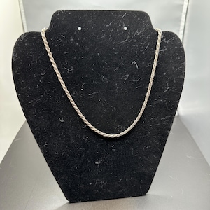 Catena a corda vintage con taglio a diamante italiano in argento sterling da 3 mm, 18 pollici