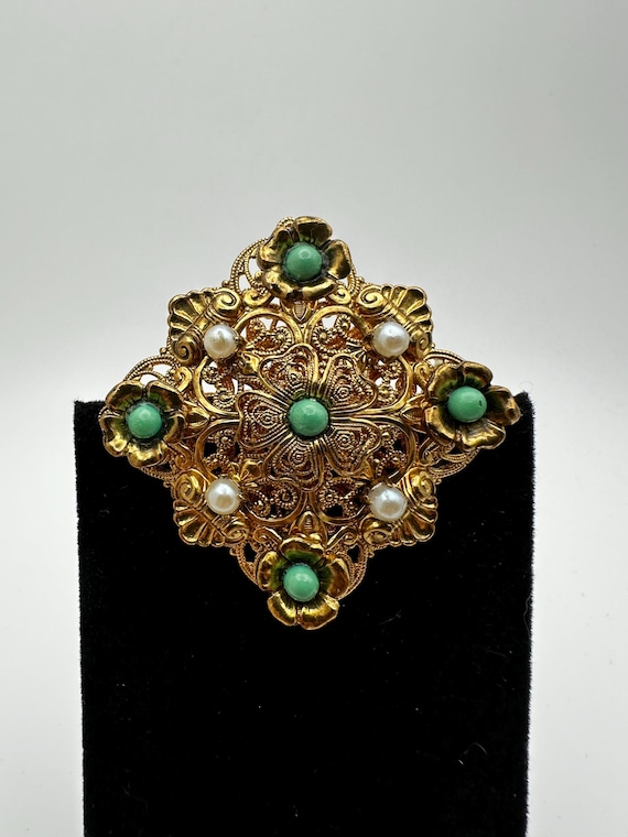 Western germany goldtone brooch/pin - Gem