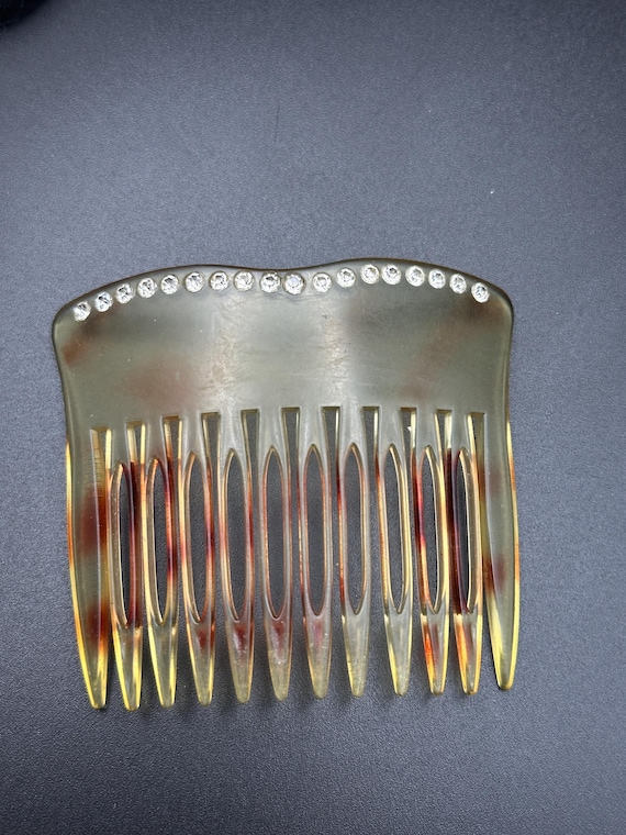 French Celluloid Tortoise Shell Hair Comb With Row of  display picture 3