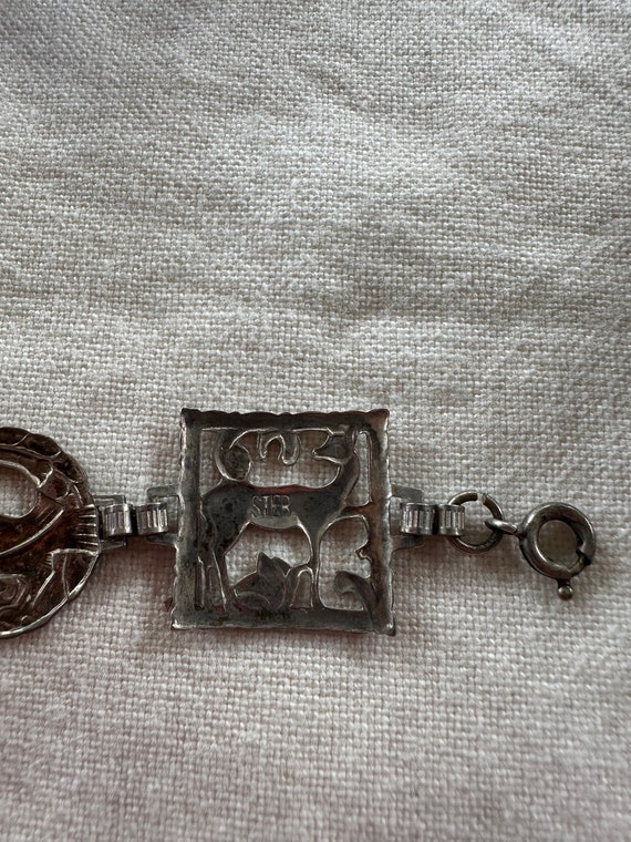 Sterling Silver Deer and Bird Bracelet and Pin Set - image 3