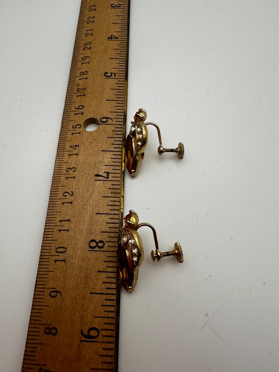 Vintage Bogoff clear and yellow rhinestone screwb… - image 3