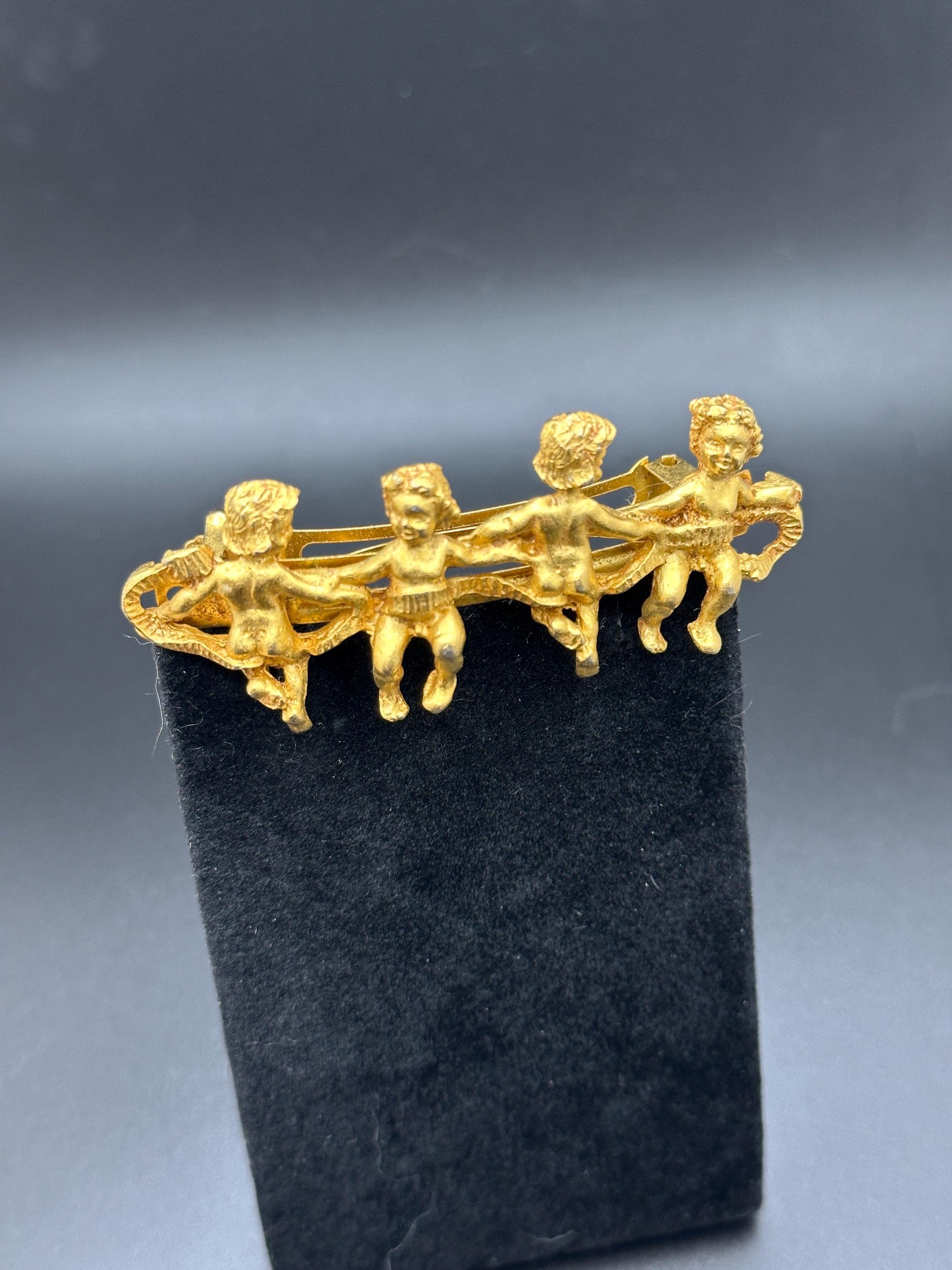 Vintage Kirks Folly Cherubs Goldtone Hair Clip or Barrette  display picture 3