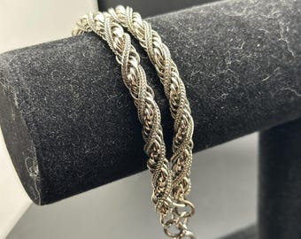 Heavy and unique double sterling silver twisted rope bracelet