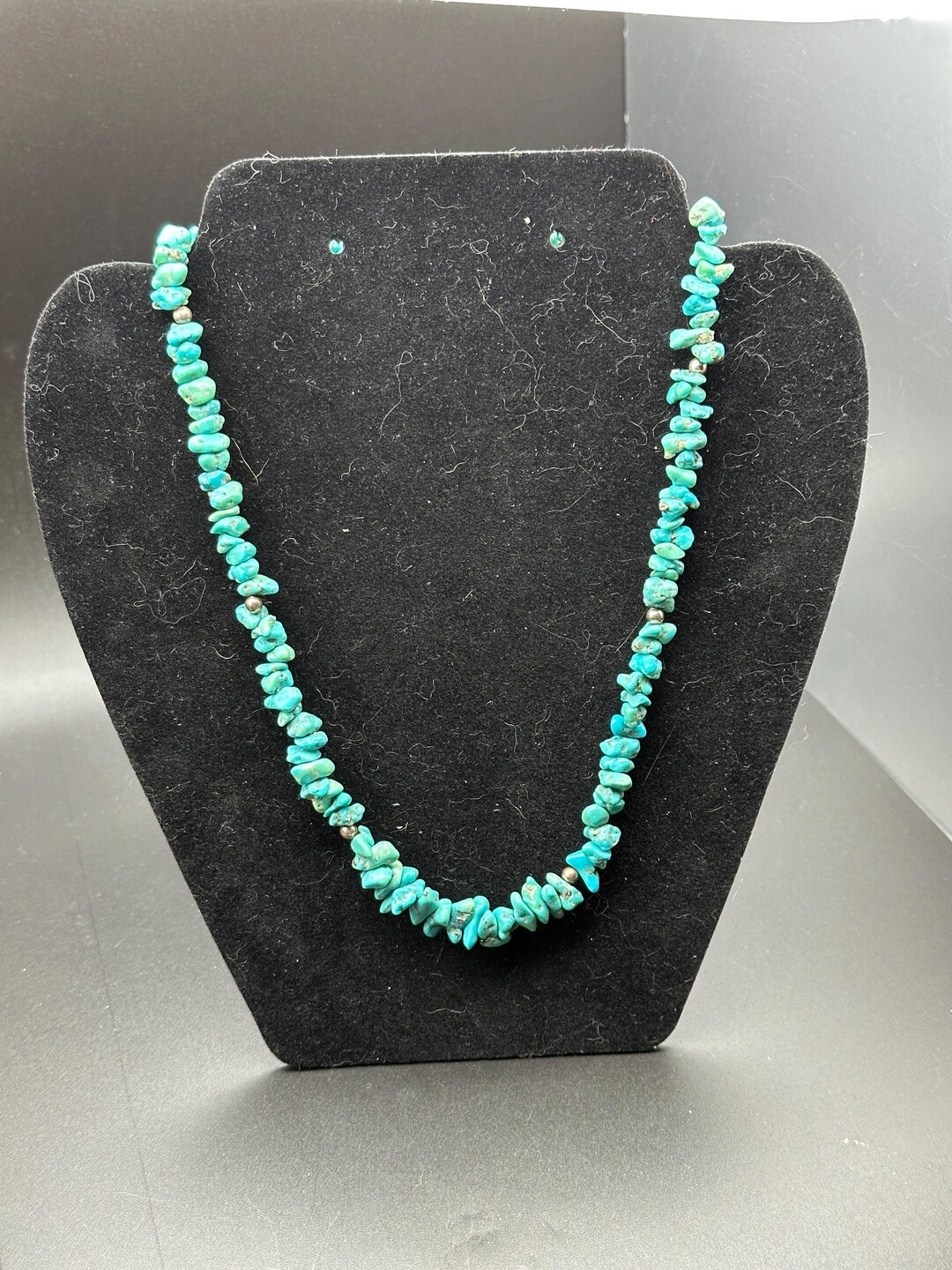 Southwestern Turquoise Chip Necklace With Sterling Silver Accent