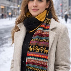 Peruvian Alpaca Scarf – Handmade Andean Pattern, Warm Soft Winter Scarf, Unisex