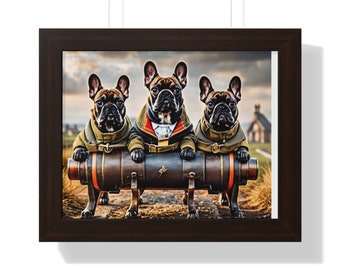 Frenchie Military Poster Art. Wall decoration print.