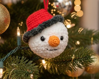 Ornement bonhomme de neige bricolage : modèle au crochet adapté aux débutants, téléchargement immédiat