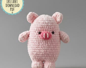 Modèle au crochet Amigurumi de cochon (PDF), adapté aux débutants, photos de l'étape, téléchargement immédiat