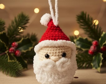 Modèle au crochet d'ornement du père Noël (PDF), Amigurumi, décoration d'arbre de Noël, photos étape par étape, téléchargement immédiat